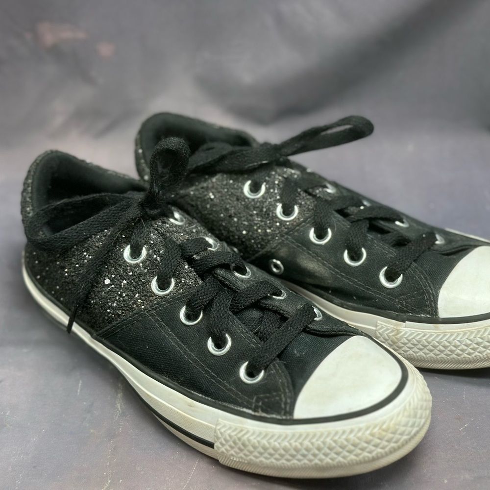 Converse All Star 566312C Black Glitzy Casual Shoes Sneakers Size 6 Glitter